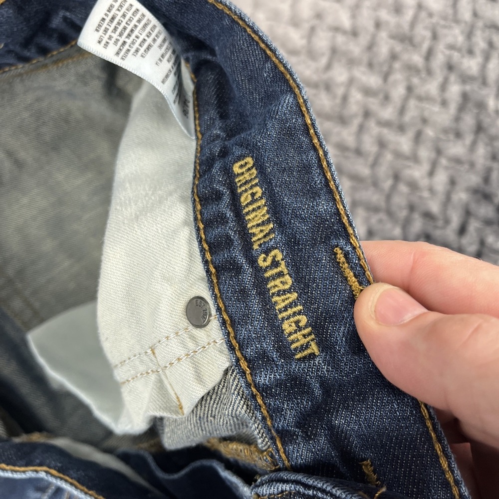 American Eagle Jeans Mens Actual W34 L33" Dark Wash Original Straight Leg - Picture 6 of 13